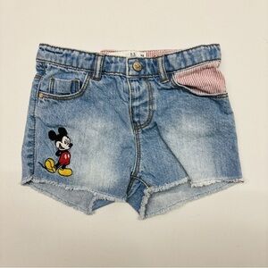 Zara Mickey Mouse Denim Shorts